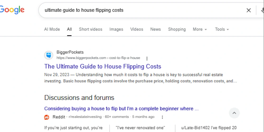 BiggerPockets ranking number one screenshot